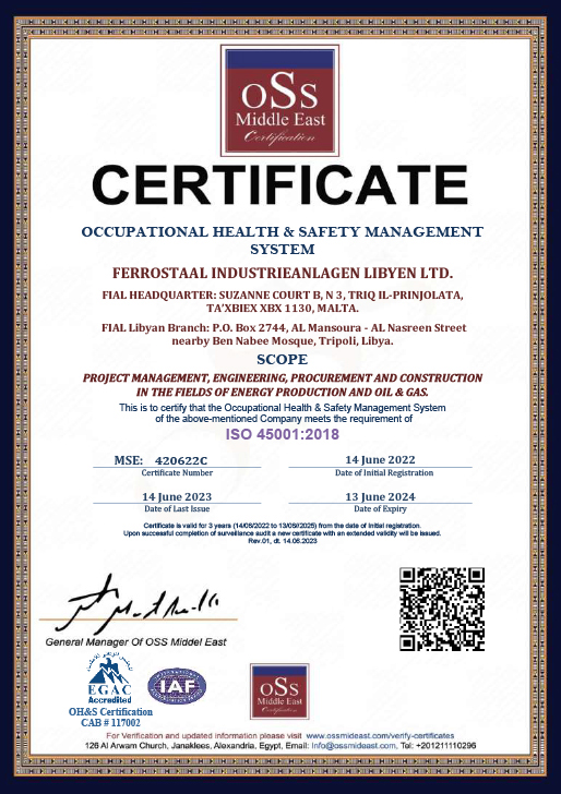 ISO 45001:2018 Certificate